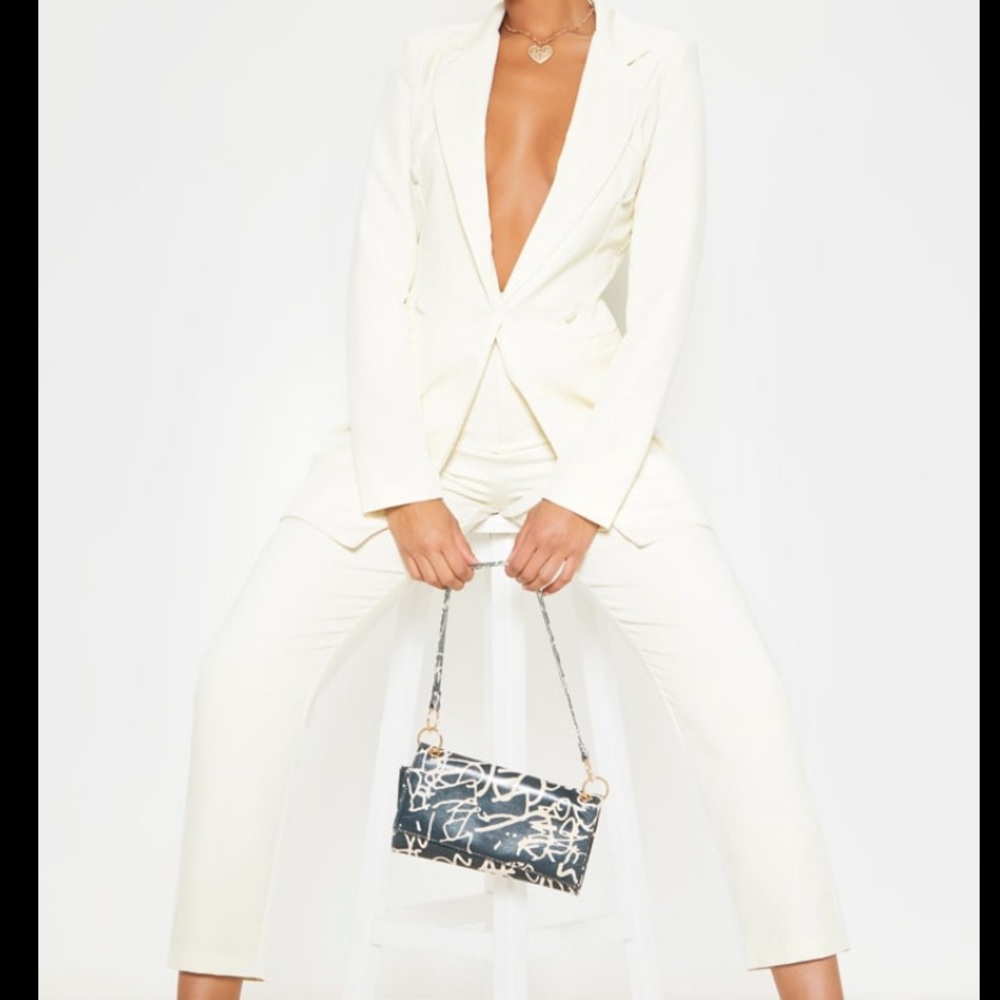 PLT Cream Double Breasted Woven Blazer & Trousers (set)